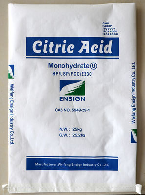 White Odorless Citric Acid Monohydrate USP CAS 5949-29-1