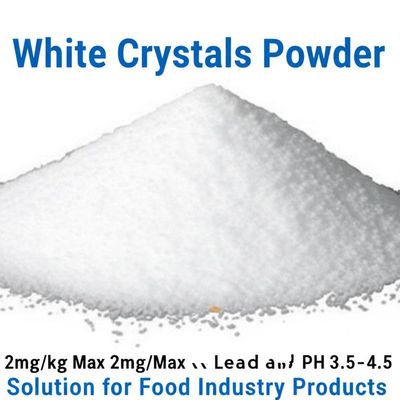 White Crystals Powder Acidity Regulator 2mg/kg Max Lead and pH 3.5-4.5 Solution for Food Industry Products