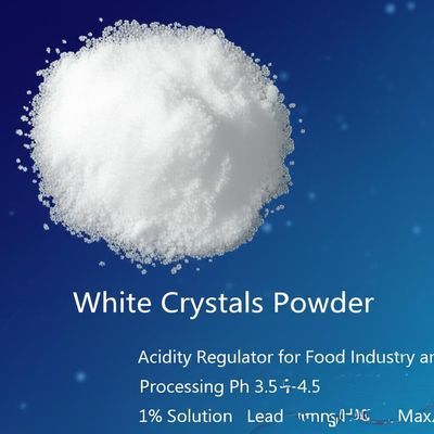 White Crystals Powder Acidity Regulator for Food Industry and Processing Ph 3.5-4.5 1% Solution Lead 2mg/kg Max
